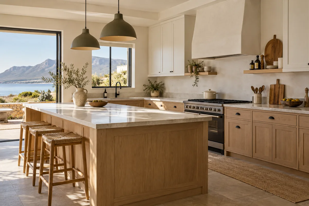 Contemporary kitchen with fitted cupboards